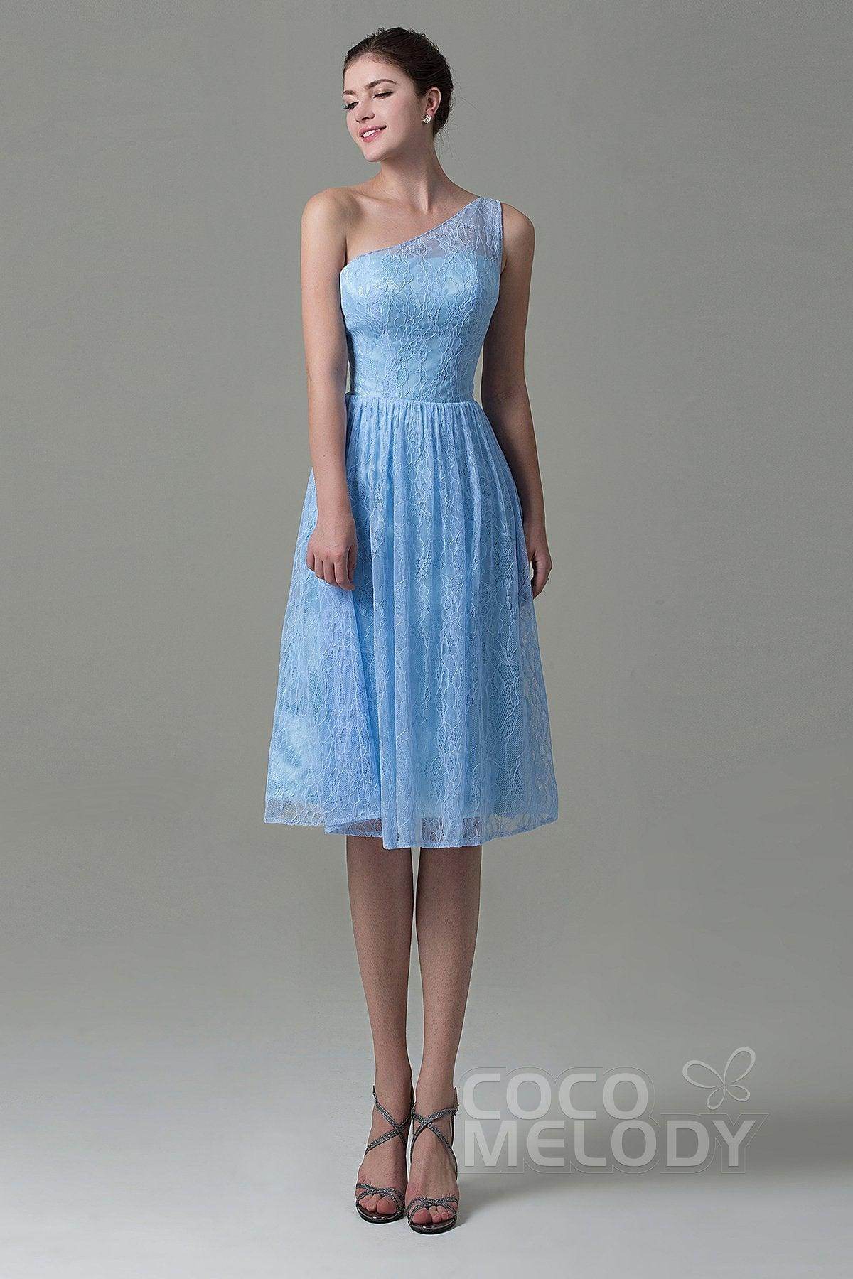 A-Line Knee Length Lace Bridesmaid Dress COZK16009 - COCOMELODY